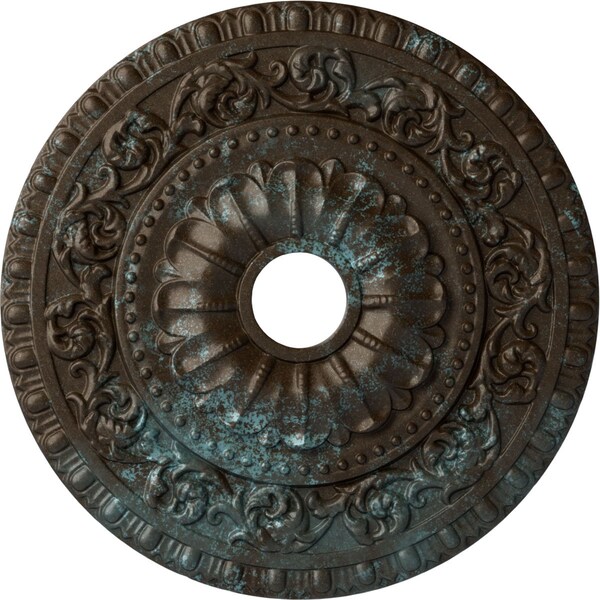 Ekena Millwork Vaduz Ceiling Medallion (Canopies up to 3 1/2"), 23 1/2"OD x 3 1/2"ID x 2 1/8"P, Bronze Blue Patina CM23VABBS - main